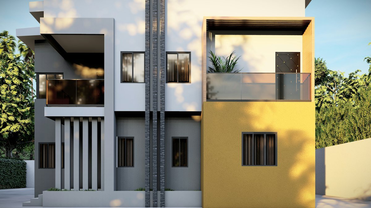 A contemporary two-storey home in Lagos with clean lines and balconies